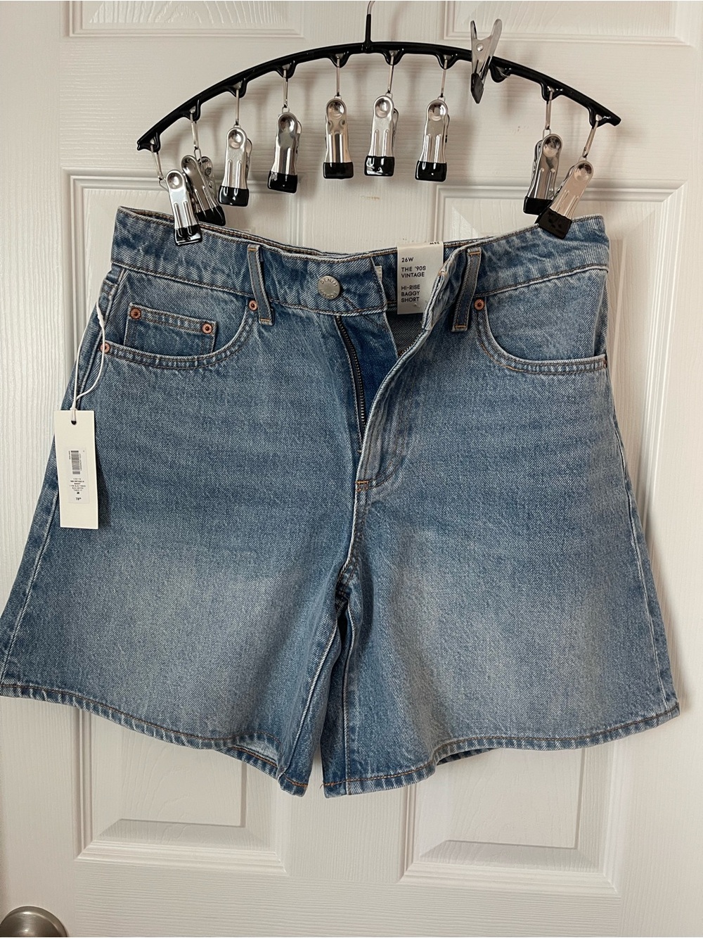 Aritzia Light Blue High-Rise Relaxed Denim Shorts